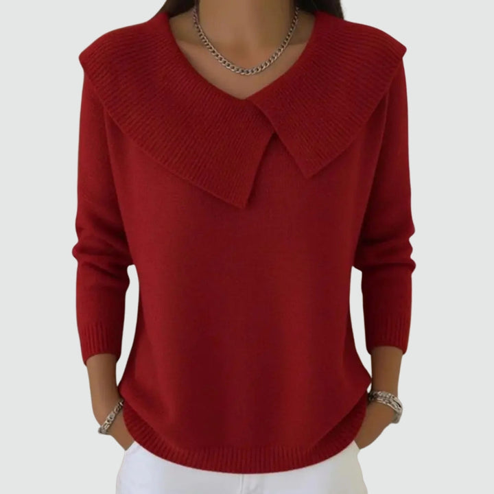 Elina™ Stickad Topp med Krage