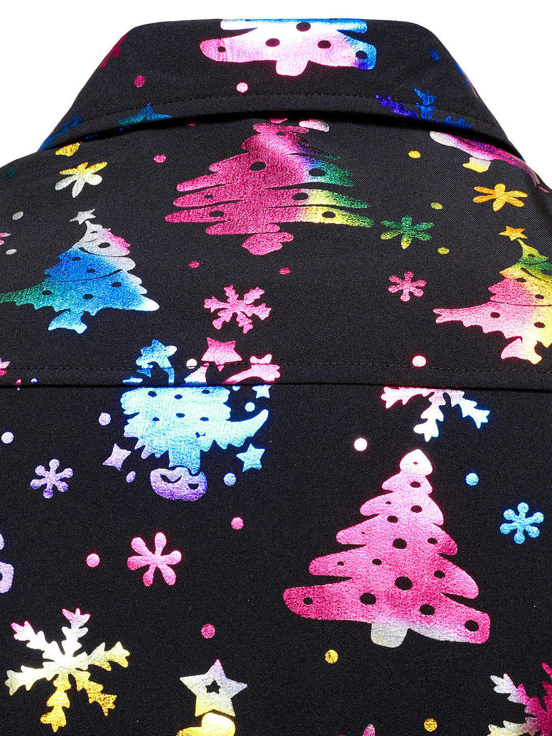 Herre Guld Jul Print Regular Fit Svart Långärmad Skjorta