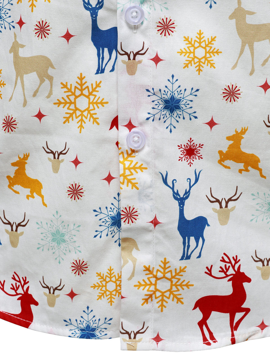 Herre Juletema Festlige Rensdyr Snefnug Hvid Langærmet Skjorte