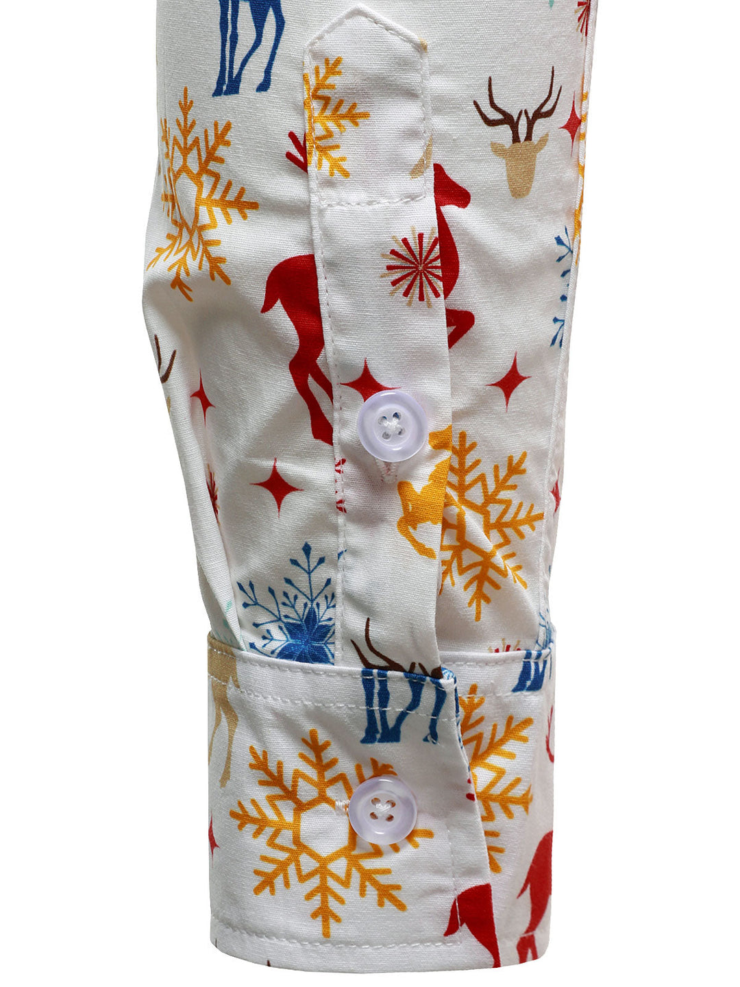 Herre Juletema Festlige Rensdyr Snefnug Hvid Langærmet Skjorte