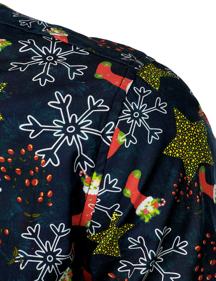 Herre Juletryk Semester Bomulls Långärmad Skjorta