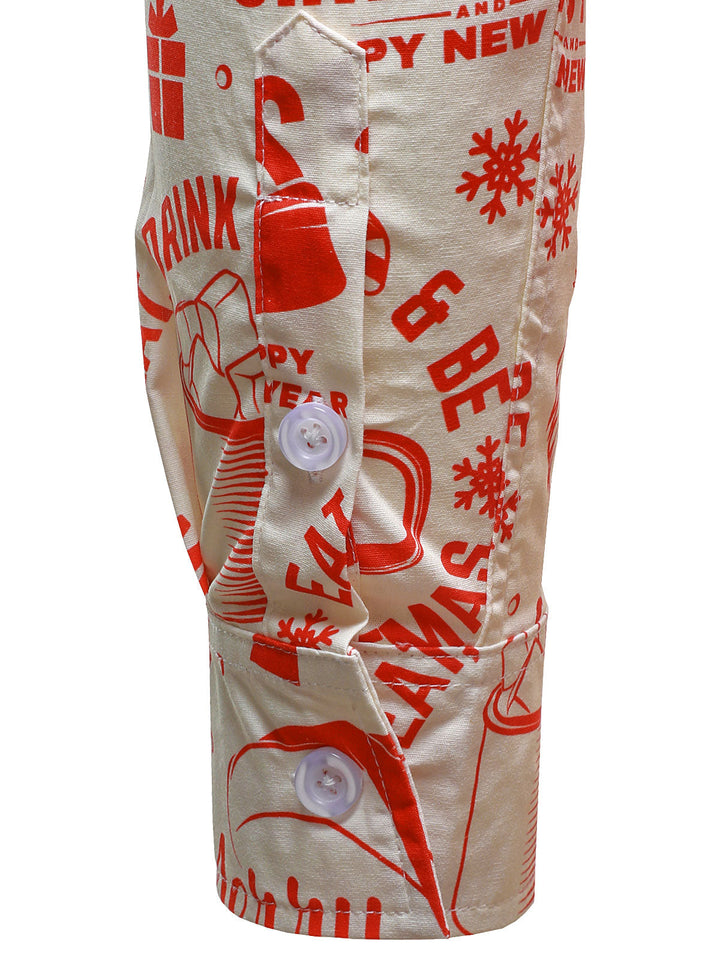 Herrarnas jultröja i beige med rolig vintage-design och långa ärmar