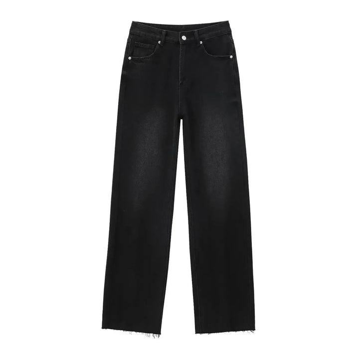 Elegant Svart Jeans med Rå Finish